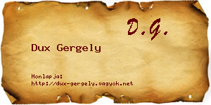 Dux Gergely névjegykártya